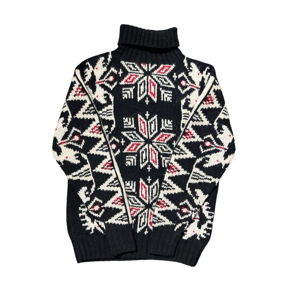 Vtg Ralph Lauren Aztec Tribal Print Turtleneck Sweater 100% wool Sz L - Picture 1 of 13